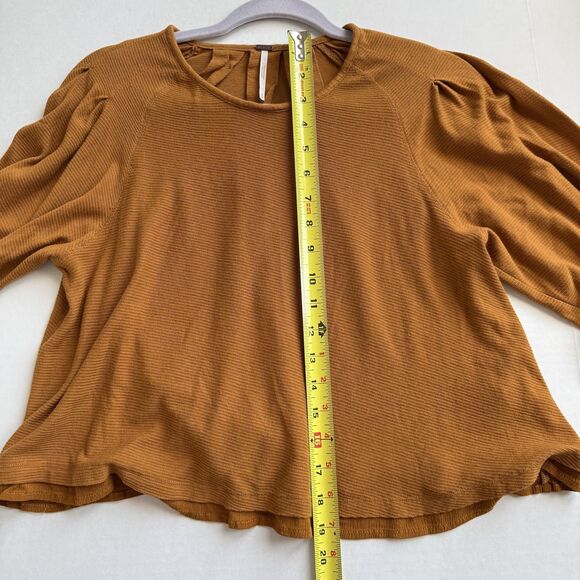 Free People Blouse Womens Medium Long Sleeve Pleated Balloon Cuff Pullover Top - Picture 6 of 7